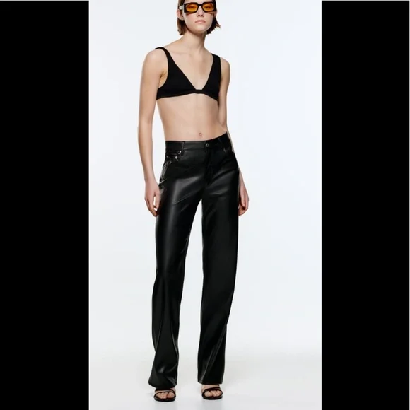 full length faux the 90s leather pants zara